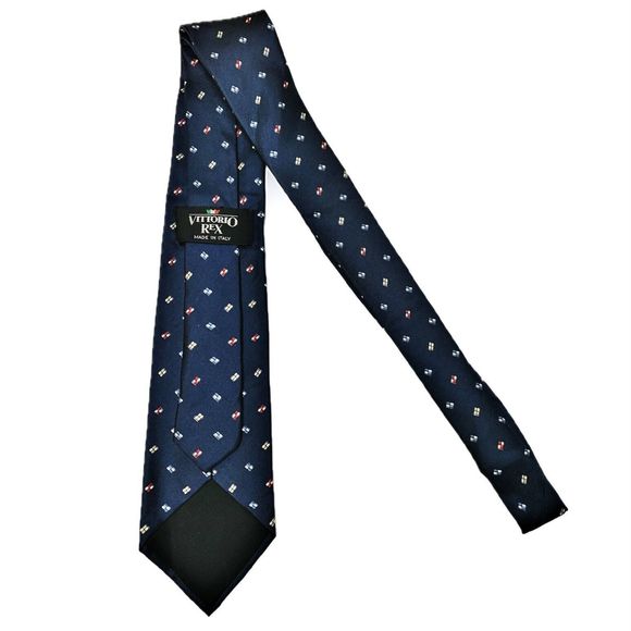 Vittorio Rex 100% Silk Tie Navy Blue Nautical Flags Made in Italy Preppy Classic - Picture 4 of 8